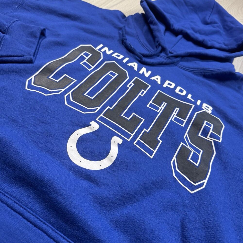 Indianapolis Colts Hoodie Men’s XL Blue Spellout Logo NFL Team Apparel New